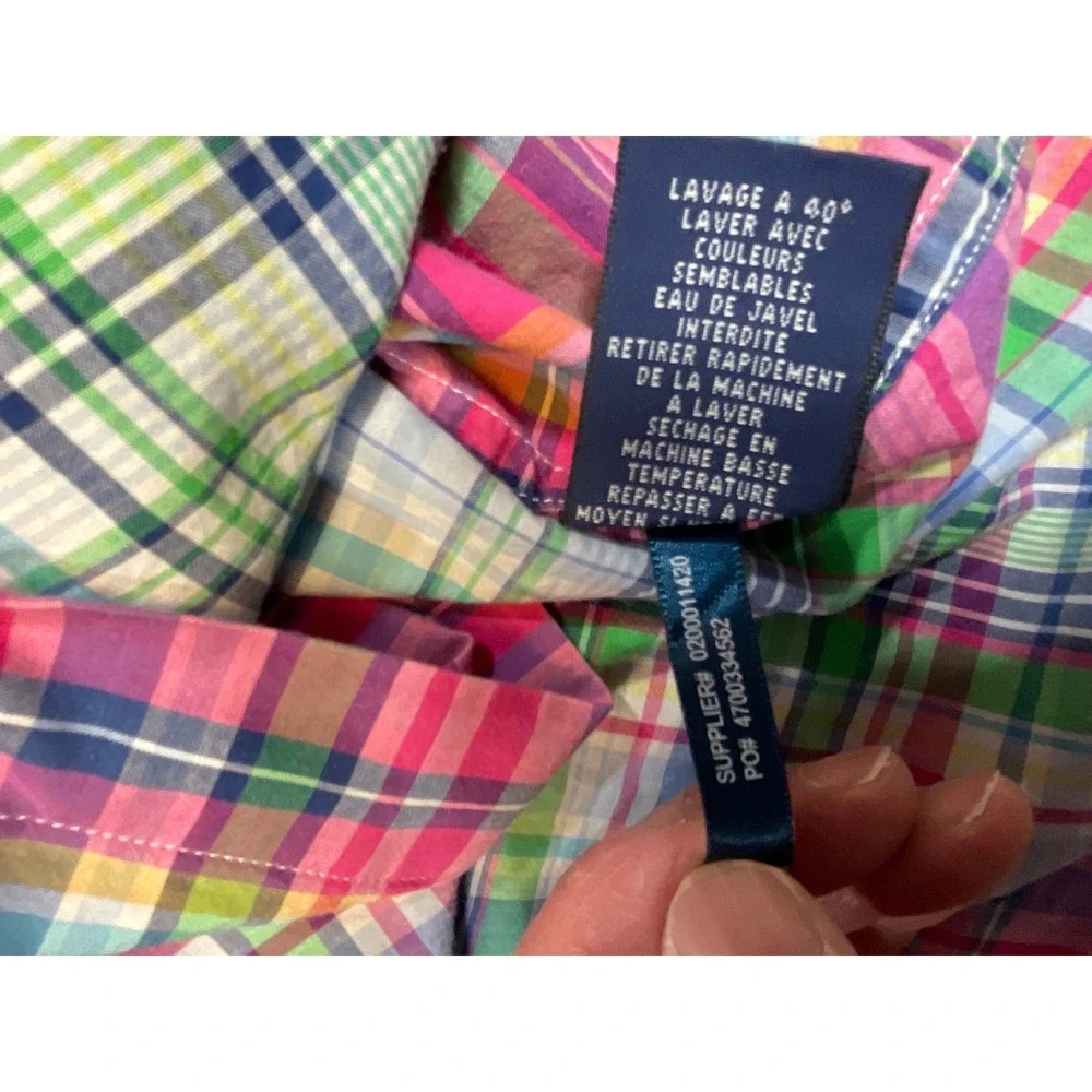 Ralph Lauren Shirt Button Down Kids M Multi-Color Plaid Long Sleeve Preppy